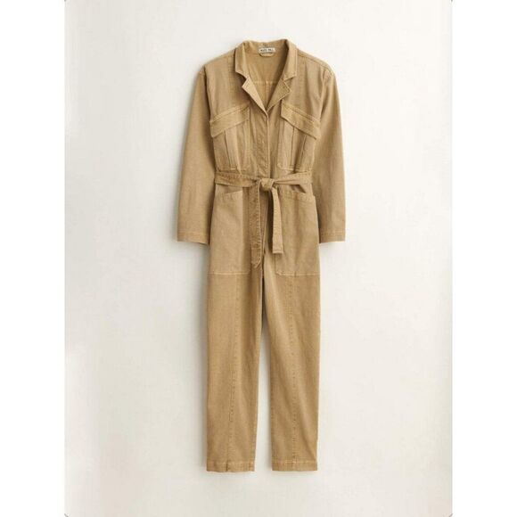Alex Mill Expedition Twill Jumpsuit Long Sleeve Women's Large in Washed Khaki - Picture 1 of 11